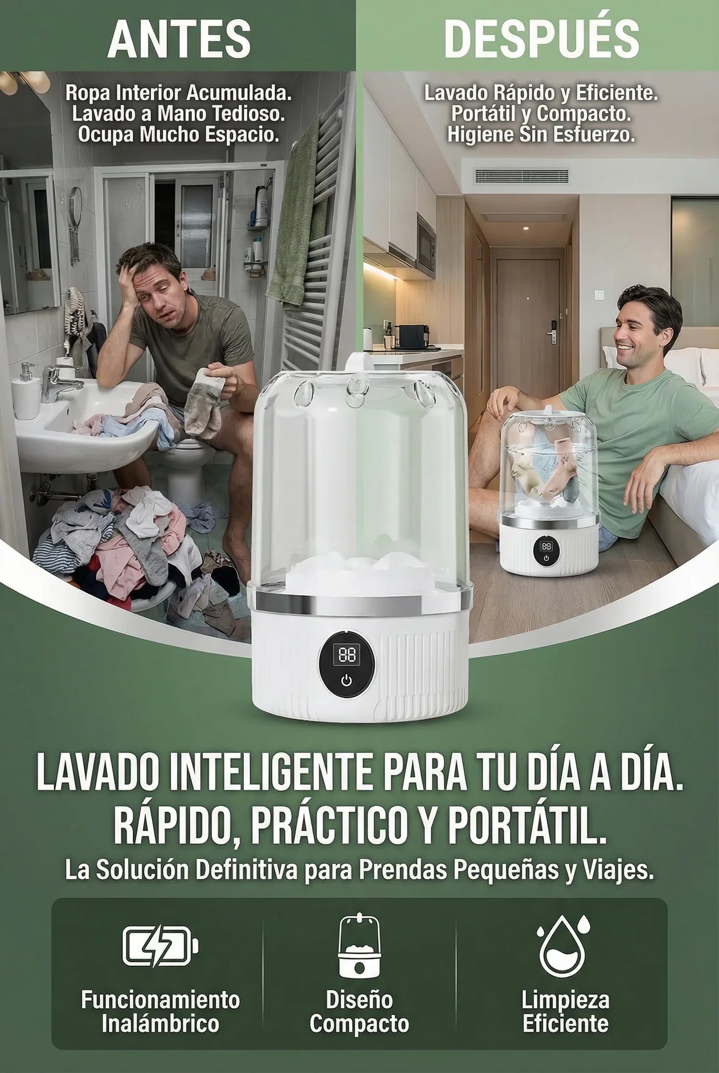 Mini Lavadora para Ropa Interior - Batería USB